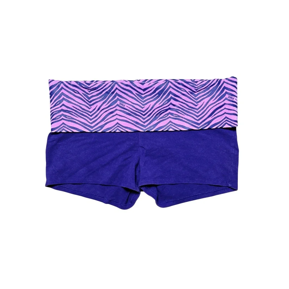 Victoria's Secret Pink Yoga Shorts Purple Zebra Bling Logo Foldover shorts